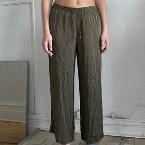 Olive Green Wide-Leg Pants